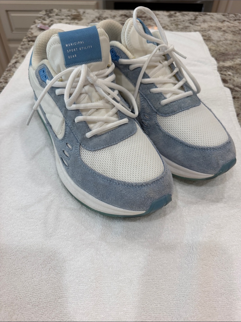 Men’s 11.5 Municipal Blue and White Athletic Sneakers -